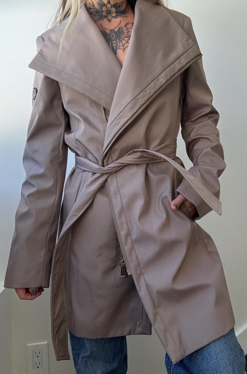 Calvin Klein Women’s Belted TRENCH COAT Zip Front