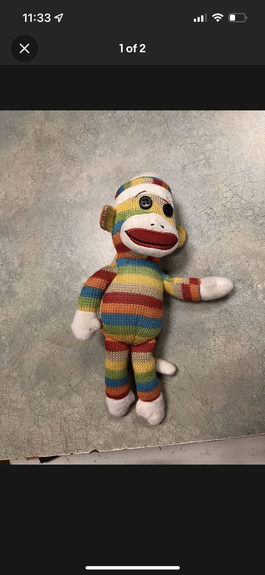 Vintage TY Beanie Baby SOCK MONKEY Puzzle 8 inch Stuffed Animal Toy Multicolor 
