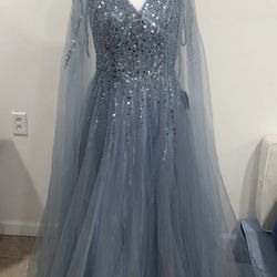 Blue Long Bridesmaids Dress 