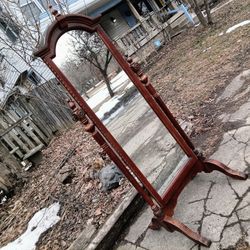 Attractive Full-Length Standing Mirror with Solid Brass Accents - 6 ft tall - Fine quality, neat details!
