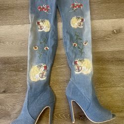 tall denim shoe 