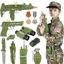 GIFTINBOX Army Costume for Kids, Halloween Costumes for Boys Kids M(5-7Y), Military Soldier Costume for Kids Boys