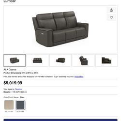 FLEXSTEEL COUCH LIKE NEW GREY LEATHER 