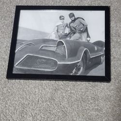 Robin And Batman In Batmobile Picture In Frame