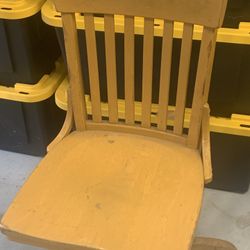 Well Built Antique School Teachers Desk Chair With Casters