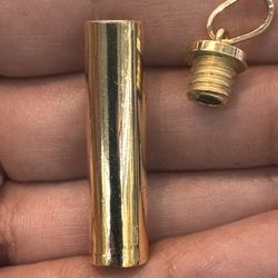 10k Gold Ash Holder Memorial Tube Pendant Charm 