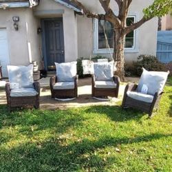 2 Swivel Patio Chairs 2 Rocking Patio Chairs 4 Peace Patio Furniture Set Outdoor Patio Furniture Set 🆕🚎🚛🆕