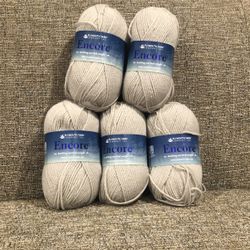 Plymouth yarn Encore  Worsted weight.  5skeins. Retails for $6.00 each. 