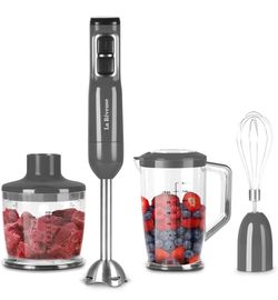 La Reveuse Immersion Blender Handheld, 3 in 1, 300 Watts 2 Speeds Multi-purpose with Whisk,Mixing Beaker,Food Chopper Grinder attachments