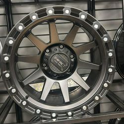 17x9 6x139 Impact Satin Black Wheels And Tires 37/1250/17