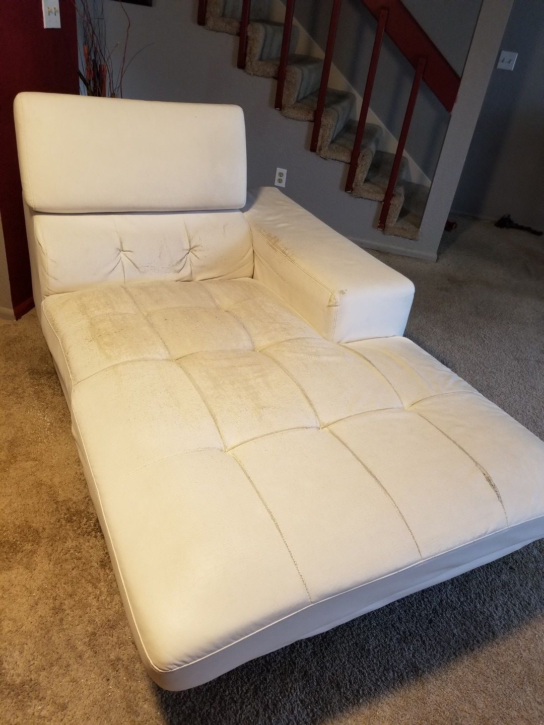 White leather 2 piece sectional