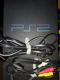 Playstation 2 console, with 2 controllers and memory card