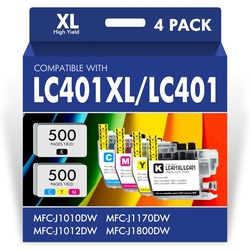 LC401XL LC401 MFC-J1010DW Ink Cartridges for Brother Printer 401XL LC 401 for MFC-J1010DW MFC-J1170DW MFC-J1012DW MFC-J1800DW MFC J1010DW - 4 Pack Hig