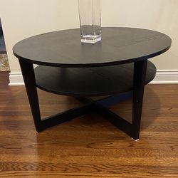 IKEA Vejmon Coffee Table Black With Shelf EUC