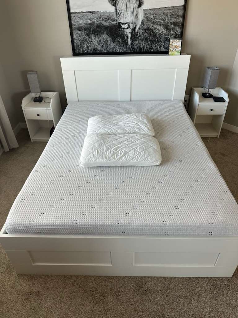 Queen bed frame and mattress