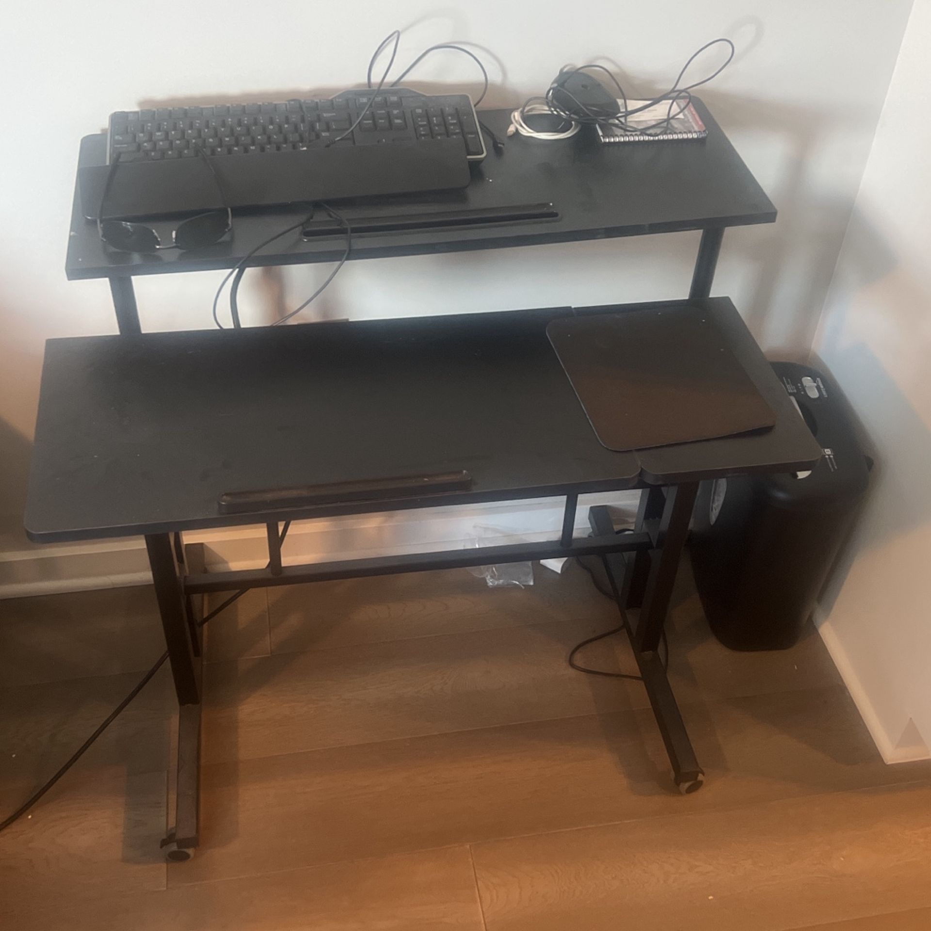 Small Black Desk on Wheels Assembled