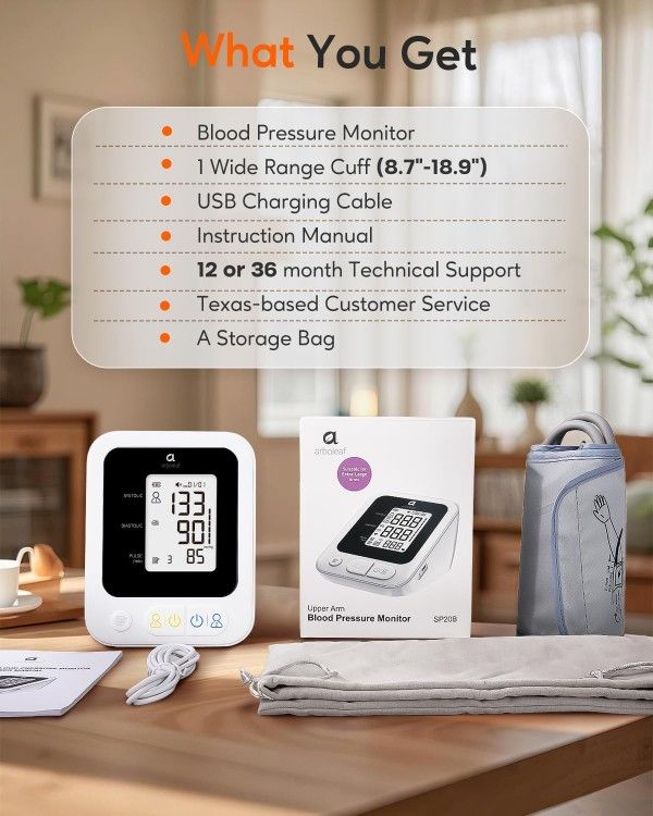 New Blood Pressure Monitor Adjustable cuff Large 8.7" to 18.9" Large Screen
