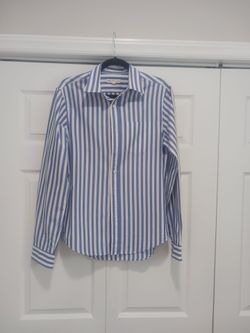 Blue and White Striped Button-Up Shirt