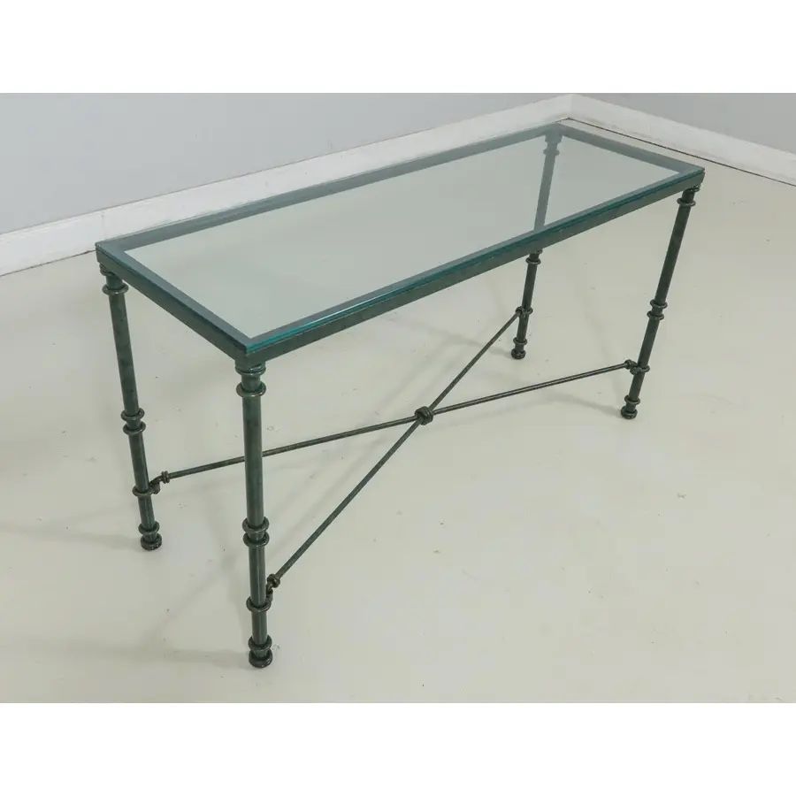 Console table With Iron Base And Glass Top