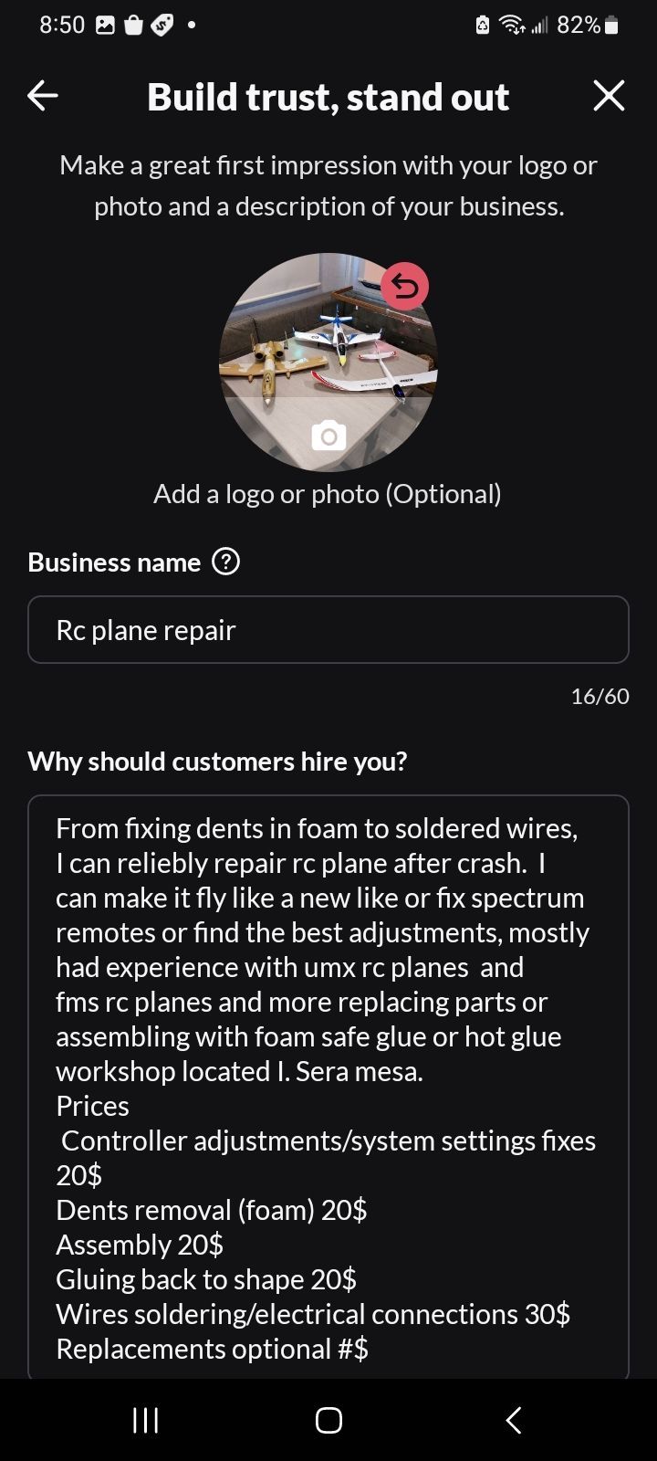 Rc plane repair