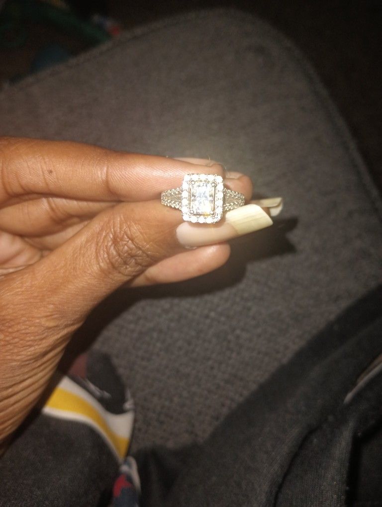 Silver Diamond Engagement Ring