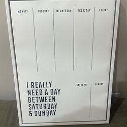 Weekly whiteboard frame