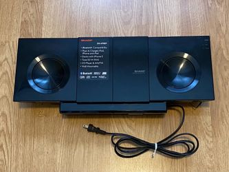 Sharp DK-KP85P Slim Micro System features a top-mounted dock for Apple Lightning devices The system also supports Bluetooth technology for wireless