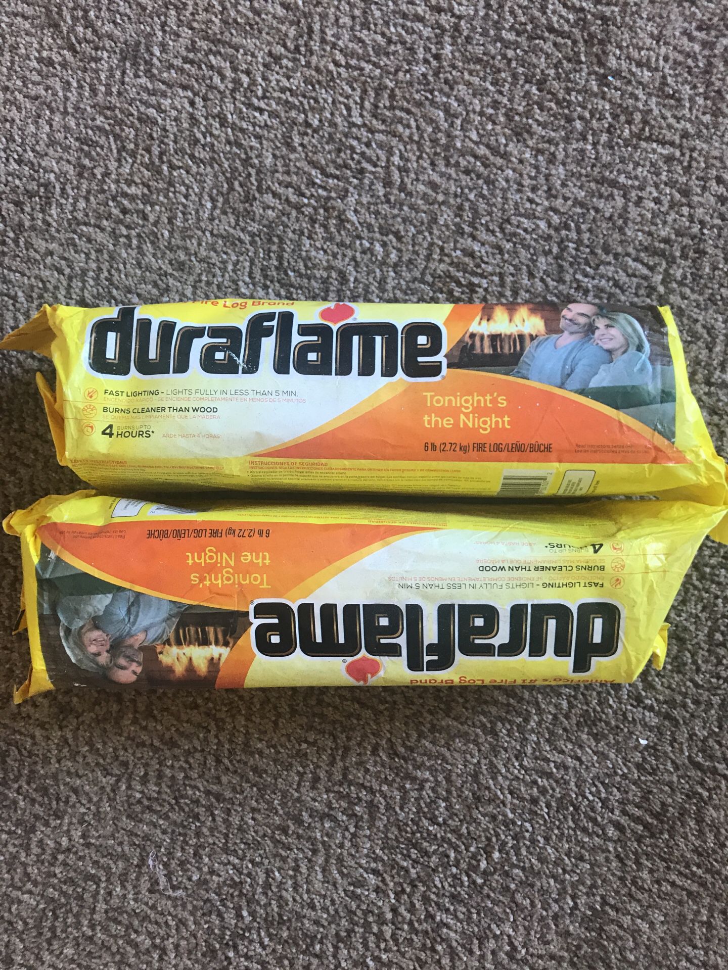 Two duro flame logs