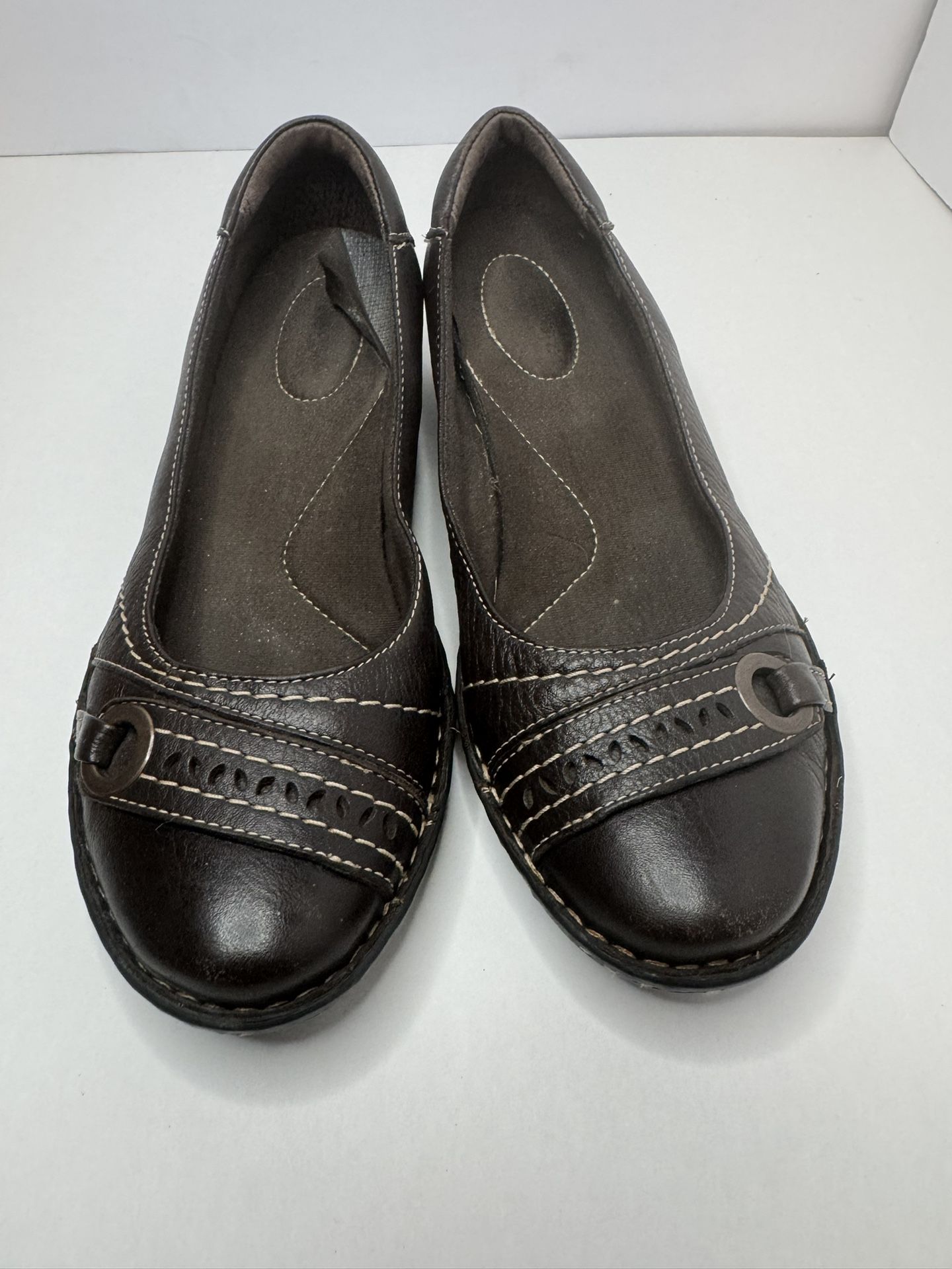 Clarks Bendables Brown Leather Flats Size 7.5M