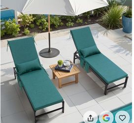 Outdoor Chaise Cushions inTeal/Green New in Box