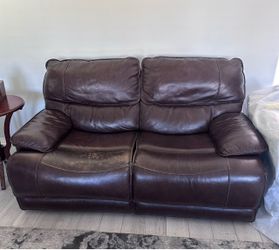 Leather Power Reclining Love Seat