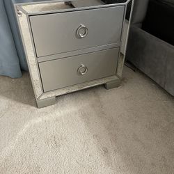 (2) Silver Mirrored Nightstands