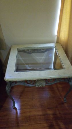 2 end table. Marble & iron