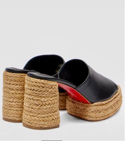 CHRISTIAN LOUBOUTIN CALAKALA 85 BLACK LEATHER MULE SANDAL SZ 42 NEW