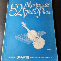 "52 MASTERPIECES FOR VIOLIN AND PIANO" BELWIN MILLS *1942* VINTAGE