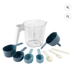 Mainstays 9-Piece Stackable Measuring Set Kitchen Tools for Cooking, 7.48" L, Blue