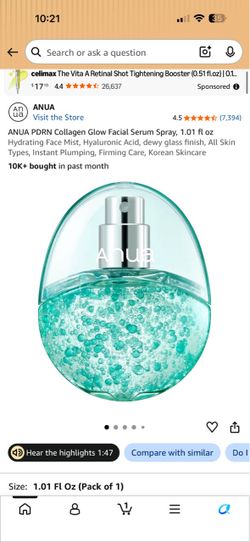 ANUA PDRN Collagen Glow Facial Serum Spray