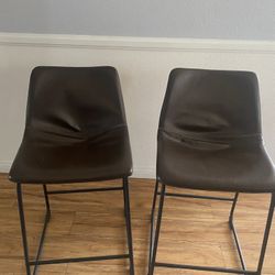 Brown Vinyl Set Of Bar Stools