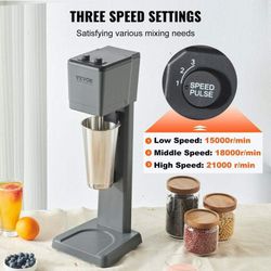 Commercial Milkshake Blender, 375W Single Head Drink Mixer Machine, 3-Speed Stainless Steel Cup Milkshake Maker for Shops