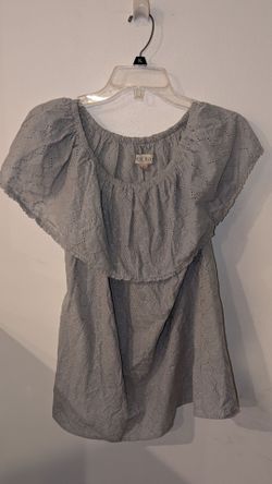 Knox Rose Gray Eyelet Off-Shoulder Top L