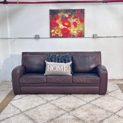 (Free Delivery) Crate&Barrel Leather Couch - Full Grain Leather 