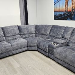 Sectional Couch With 2 Power Recliners, 1 Manual Recliner And USB Ports, Armrest With Storage And Cup Holders