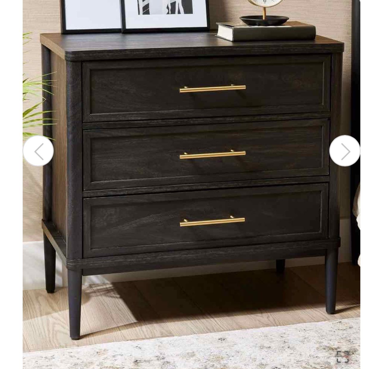 Better Homes & Gardens Oaklee 3-Drawer Nightstand with USB, Charcoal