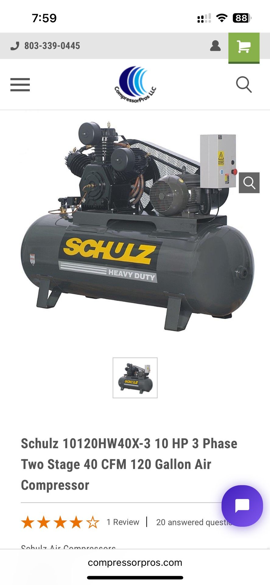 Air compressor 10 HP 120 Gallon 3 Phase