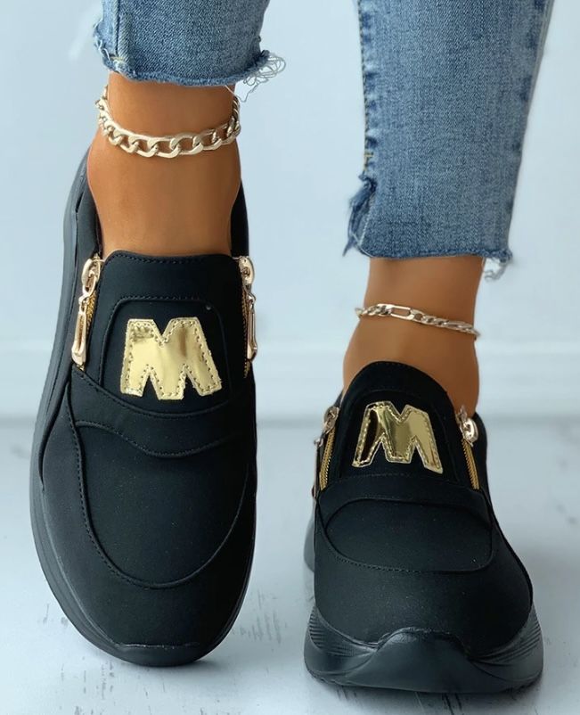 Letter Zip Wedge Sneaker