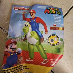 Adult Super Mario Bros Mario Ride On Yoshi Inflatable Costume | Video Game Riding On Costume for Men & Women
