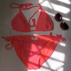 Old Navy 2pc Neon Triangle Top and Bikini Tie Side Bottoms