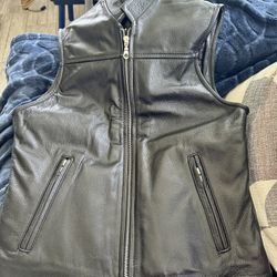 NEW- Women Black Leather Vest $70