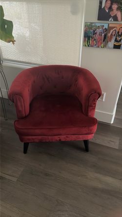 Red velvet lounge chair