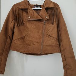 Fringe Suede Jacket With Zipper
